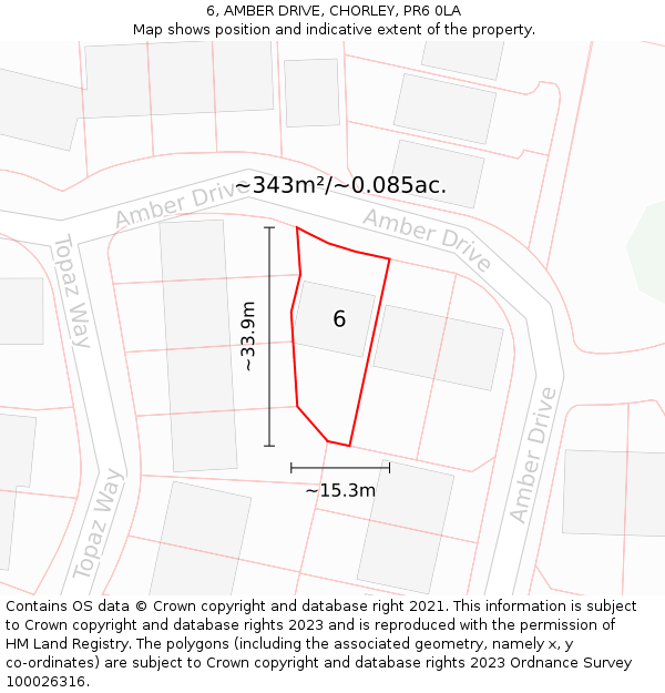 6, AMBER DRIVE, CHORLEY, PR6 0LA: Plot and title map