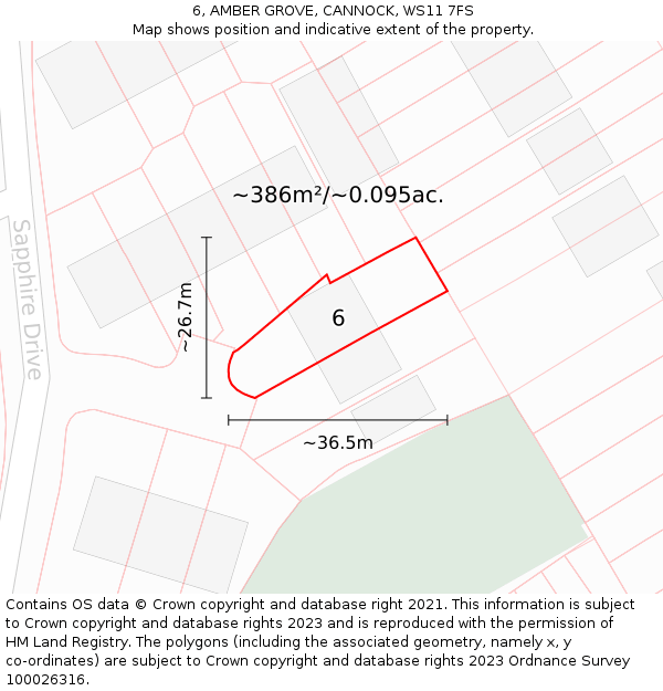 6, AMBER GROVE, CANNOCK, WS11 7FS: Plot and title map