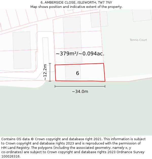 6, AMBERSIDE CLOSE, ISLEWORTH, TW7 7NY: Plot and title map