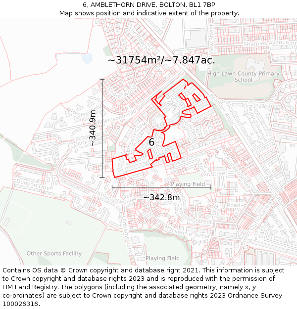 6, AMBLETHORN DRIVE, BOLTON, BL1 7BP: Plot and title map