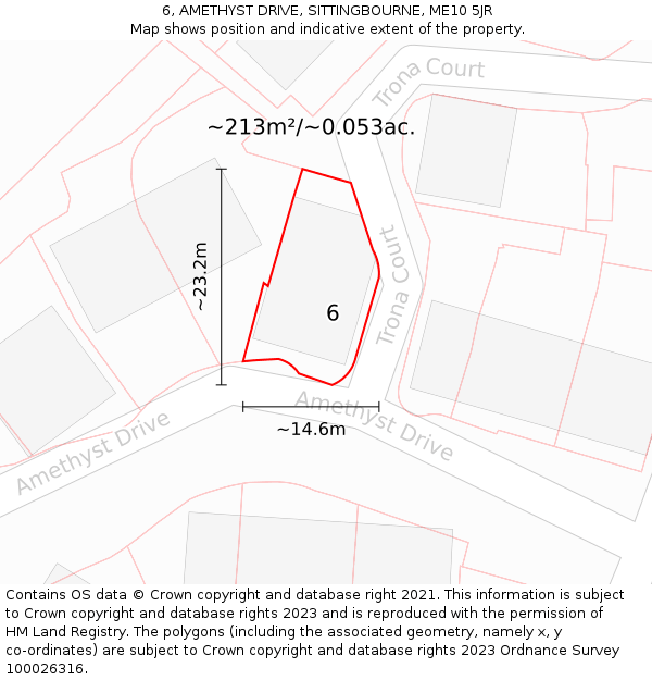 6, AMETHYST DRIVE, SITTINGBOURNE, ME10 5JR: Plot and title map
