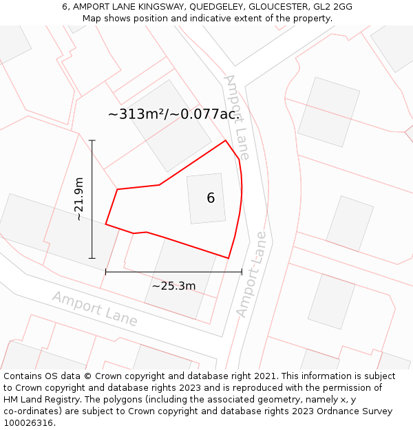 6, AMPORT LANE KINGSWAY, QUEDGELEY, GLOUCESTER, GL2 2GG: Plot and title map