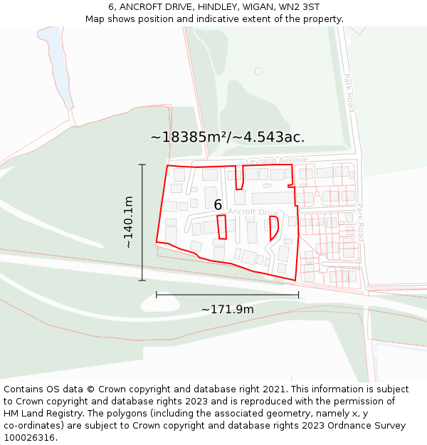 6, ANCROFT DRIVE, HINDLEY, WIGAN, WN2 3ST: Plot and title map