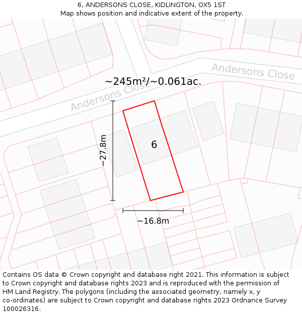 6, ANDERSONS CLOSE, KIDLINGTON, OX5 1ST: Plot and title map