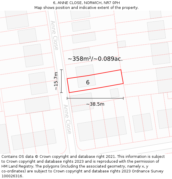 6, ANNE CLOSE, NORWICH, NR7 0PH: Plot and title map