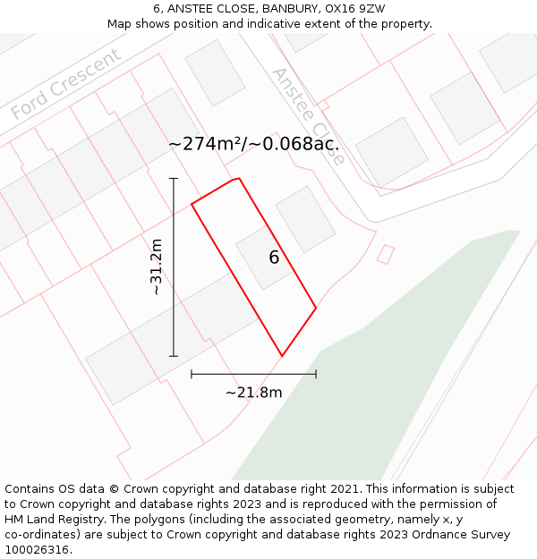 6, ANSTEE CLOSE, BANBURY, OX16 9ZW: Plot and title map