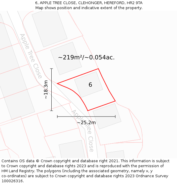 6, APPLE TREE CLOSE, CLEHONGER, HEREFORD, HR2 9TA: Plot and title map
