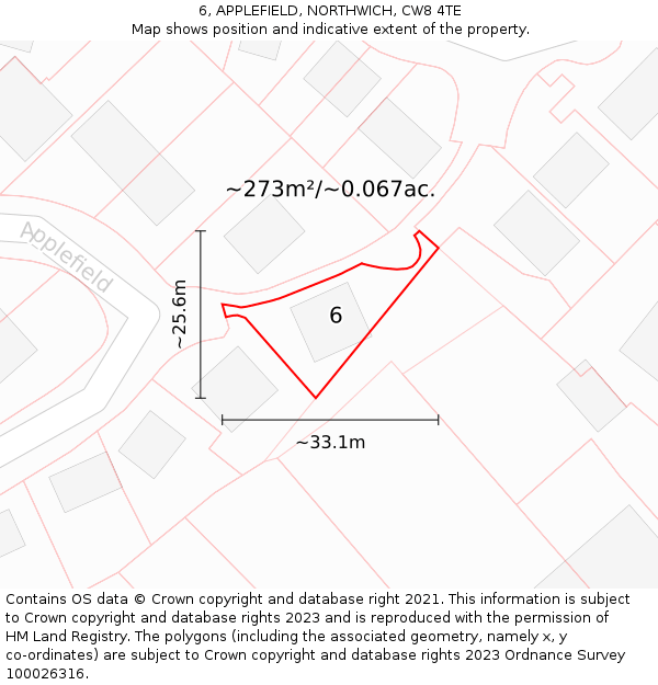 6, APPLEFIELD, NORTHWICH, CW8 4TE: Plot and title map