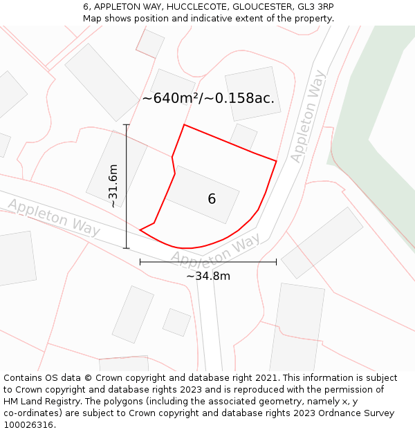 6, APPLETON WAY, HUCCLECOTE, GLOUCESTER, GL3 3RP: Plot and title map