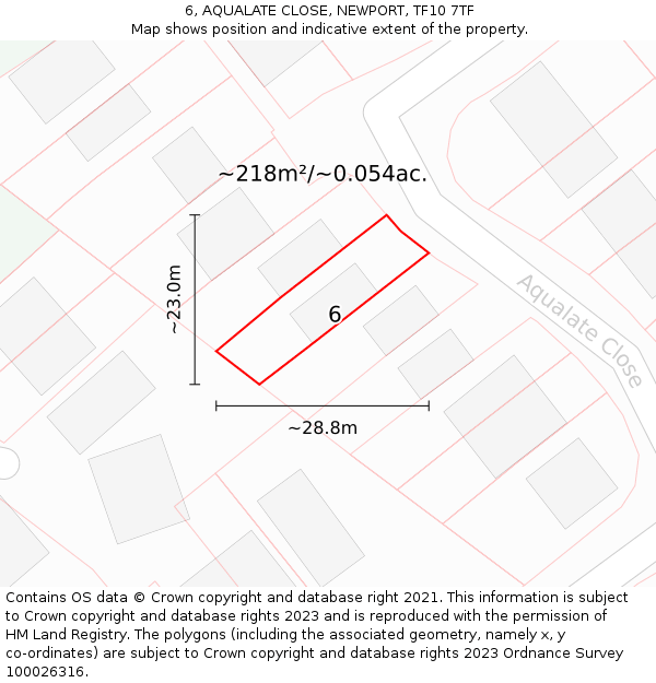 6, AQUALATE CLOSE, NEWPORT, TF10 7TF: Plot and title map