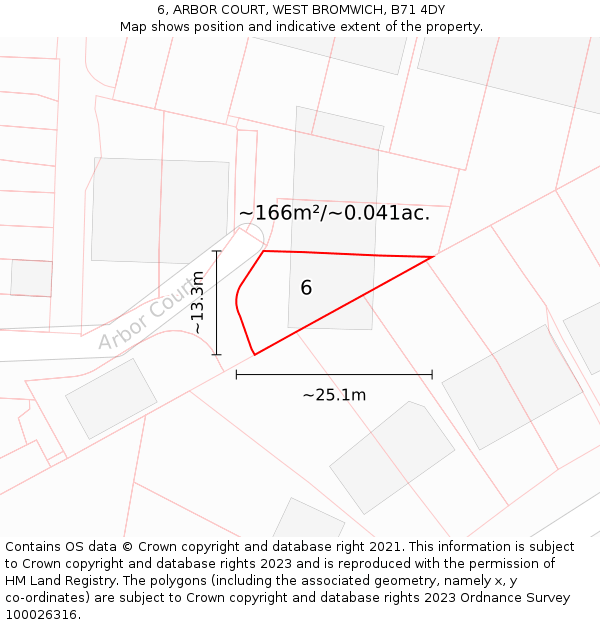 6, ARBOR COURT, WEST BROMWICH, B71 4DY: Plot and title map