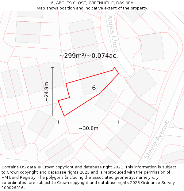 6, ARGLES CLOSE, GREENHITHE, DA9 9PA: Plot and title map
