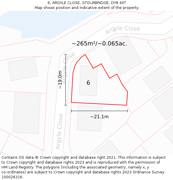 6, ARGYLE CLOSE, STOURBRIDGE, DY8 4XT: Plot and title map