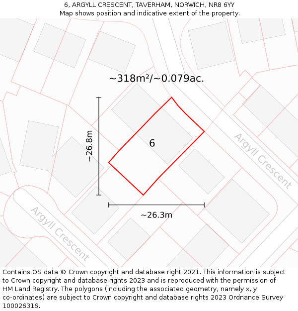 6, ARGYLL CRESCENT, TAVERHAM, NORWICH, NR8 6YY: Plot and title map