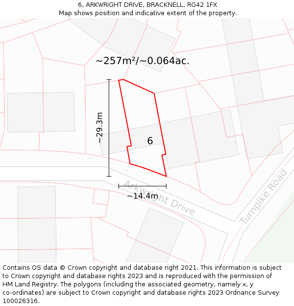 6, ARKWRIGHT DRIVE, BRACKNELL, RG42 1FX: Plot and title map