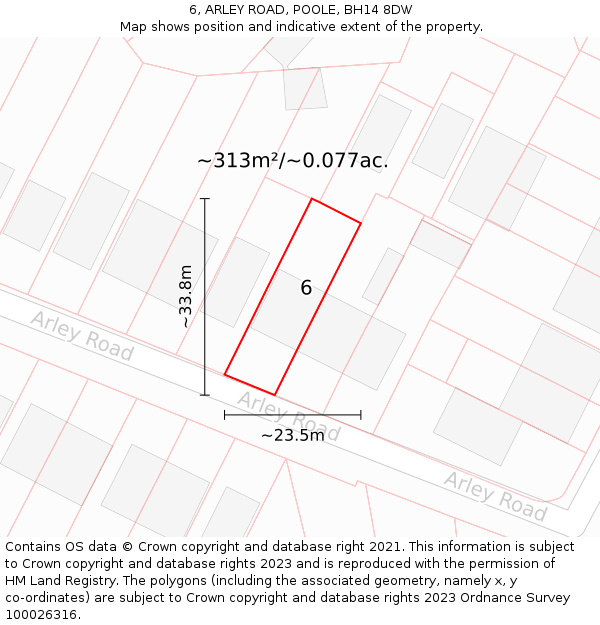 6, ARLEY ROAD, POOLE, BH14 8DW: Plot and title map