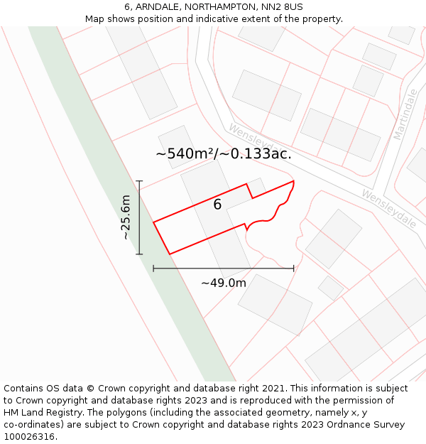 6, ARNDALE, NORTHAMPTON, NN2 8US: Plot and title map