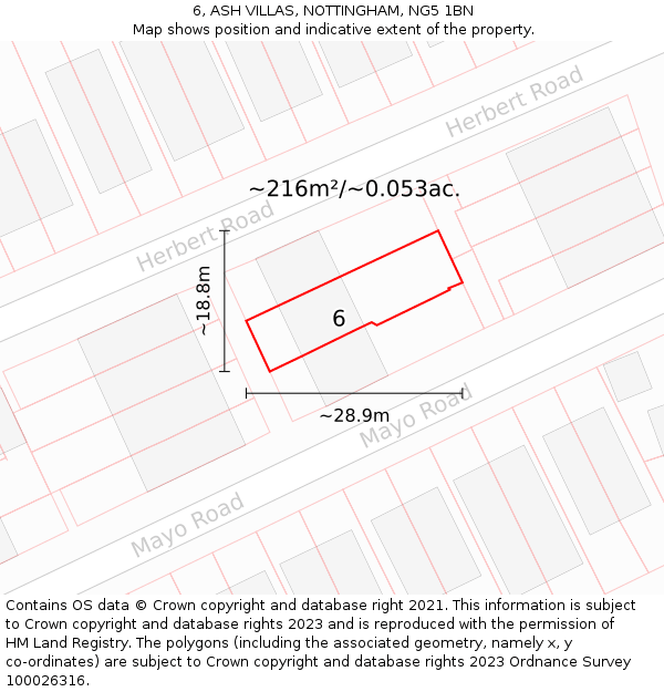 6, ASH VILLAS, NOTTINGHAM, NG5 1BN: Plot and title map