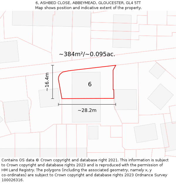 6, ASHBED CLOSE, ABBEYMEAD, GLOUCESTER, GL4 5TT: Plot and title map