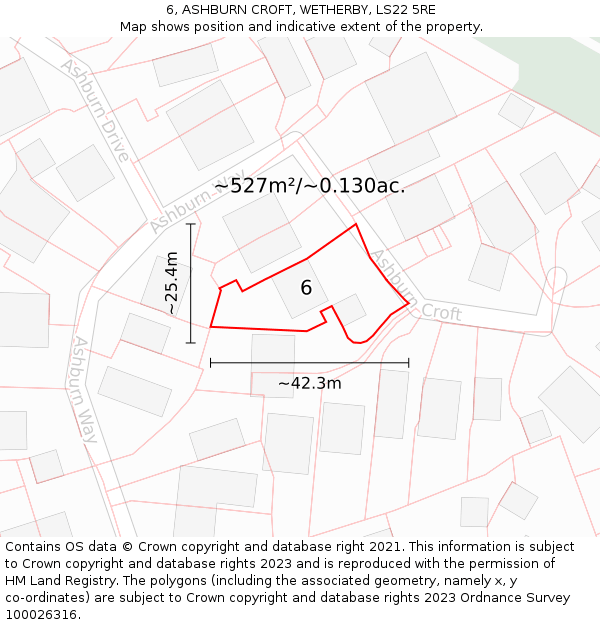 6, ASHBURN CROFT, WETHERBY, LS22 5RE: Plot and title map