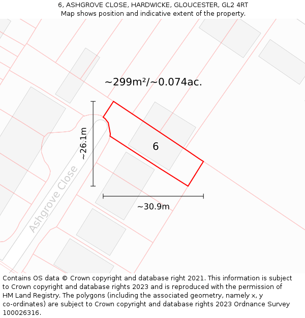 6, ASHGROVE CLOSE, HARDWICKE, GLOUCESTER, GL2 4RT: Plot and title map