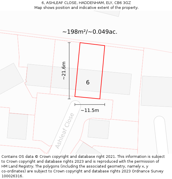 6, ASHLEAF CLOSE, HADDENHAM, ELY, CB6 3GZ: Plot and title map