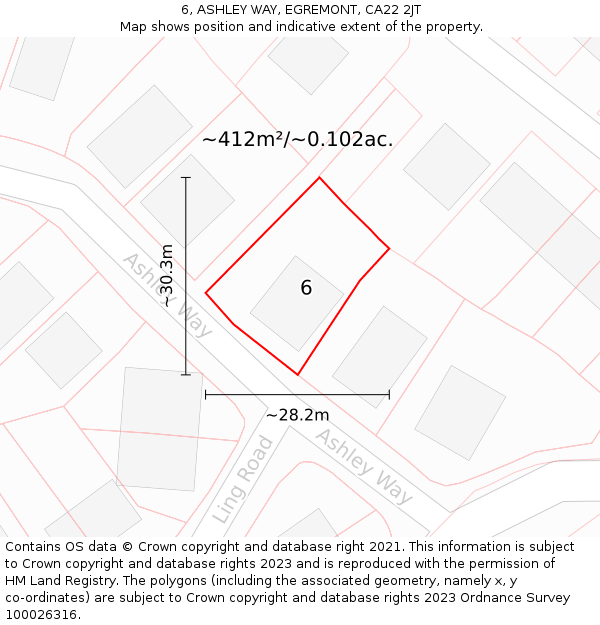 6, ASHLEY WAY, EGREMONT, CA22 2JT: Plot and title map