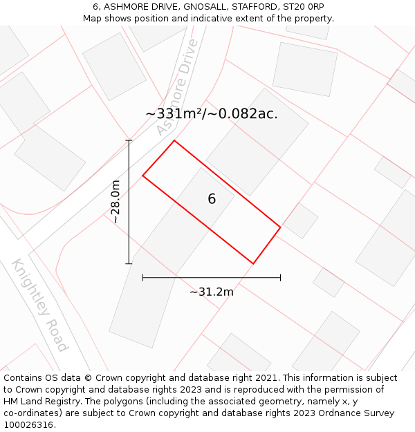 6, ASHMORE DRIVE, GNOSALL, STAFFORD, ST20 0RP: Plot and title map