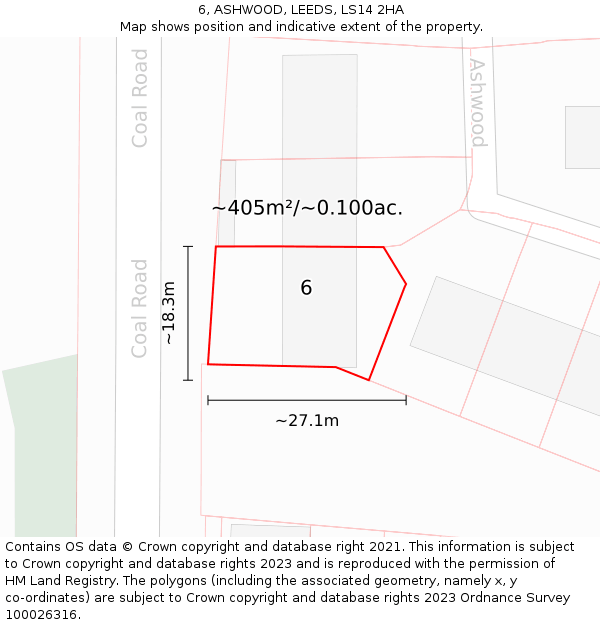6, ASHWOOD, LEEDS, LS14 2HA: Plot and title map
