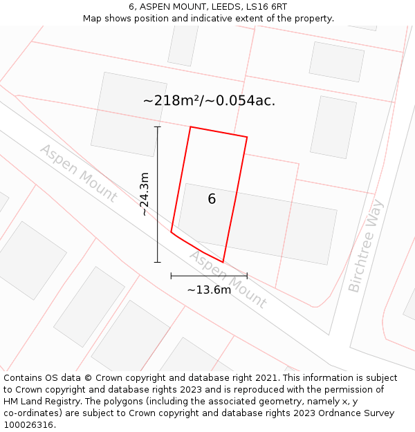 6, ASPEN MOUNT, LEEDS, LS16 6RT: Plot and title map