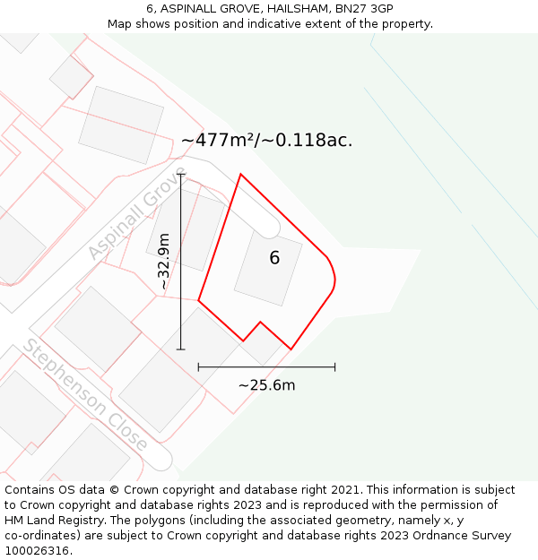 6, ASPINALL GROVE, HAILSHAM, BN27 3GP: Plot and title map