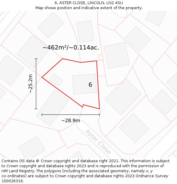 6, ASTER CLOSE, LINCOLN, LN2 4SU: Plot and title map