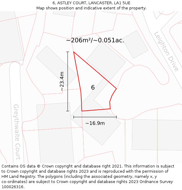 6, ASTLEY COURT, LANCASTER, LA1 5UE: Plot and title map