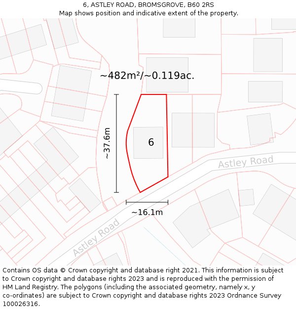 6, ASTLEY ROAD, BROMSGROVE, B60 2RS: Plot and title map