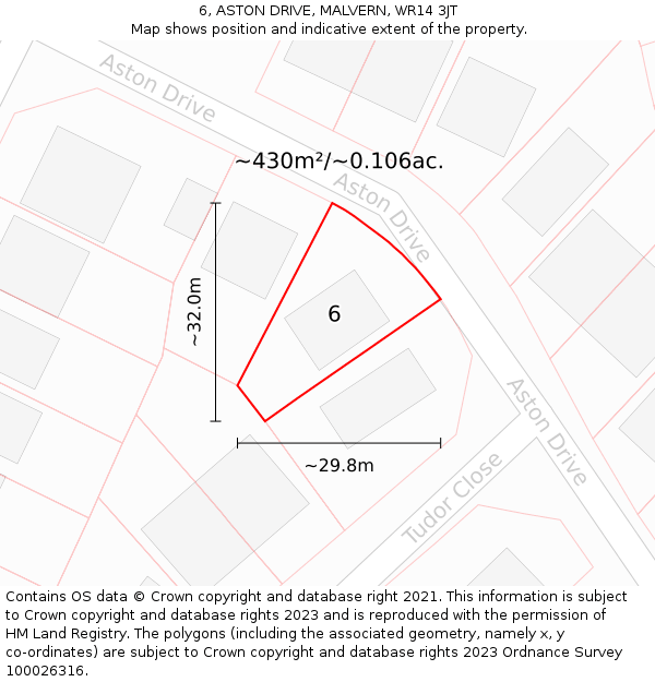 6, ASTON DRIVE, MALVERN, WR14 3JT: Plot and title map