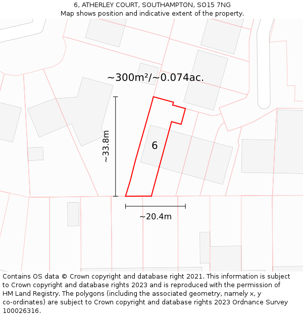 6, ATHERLEY COURT, SOUTHAMPTON, SO15 7NG: Plot and title map