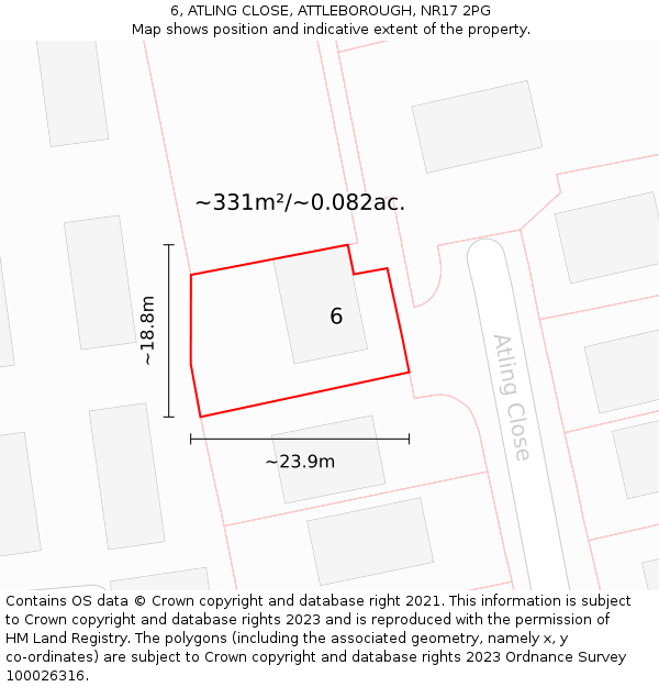 6, ATLING CLOSE, ATTLEBOROUGH, NR17 2PG: Plot and title map