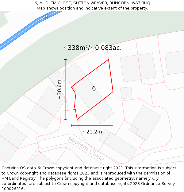 6, AUDLEM CLOSE, SUTTON WEAVER, RUNCORN, WA7 3HQ: Plot and title map
