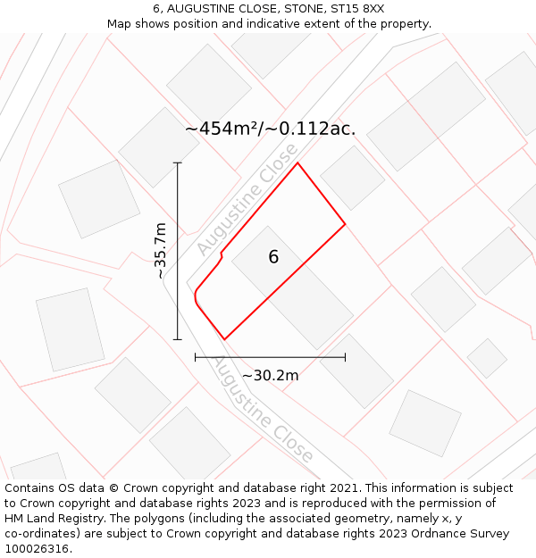 6, AUGUSTINE CLOSE, STONE, ST15 8XX: Plot and title map