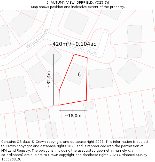 6, AUTUMN VIEW, DRIFFIELD, YO25 5YJ: Plot and title map