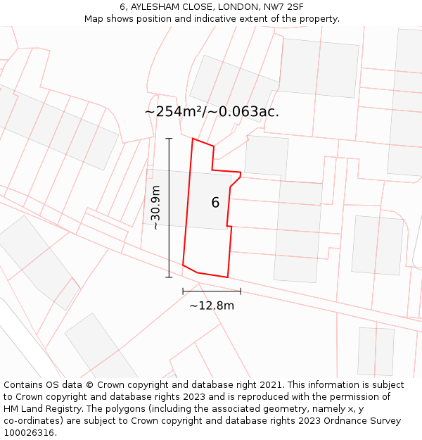 6, AYLESHAM CLOSE, LONDON, NW7 2SF: Plot and title map
