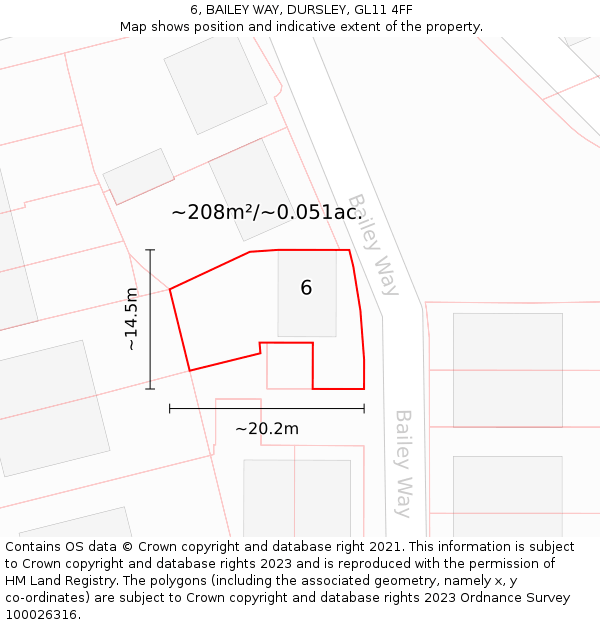 6, BAILEY WAY, DURSLEY, GL11 4FF: Plot and title map