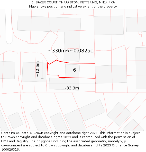 6, BAKER COURT, THRAPSTON, KETTERING, NN14 4XA: Plot and title map