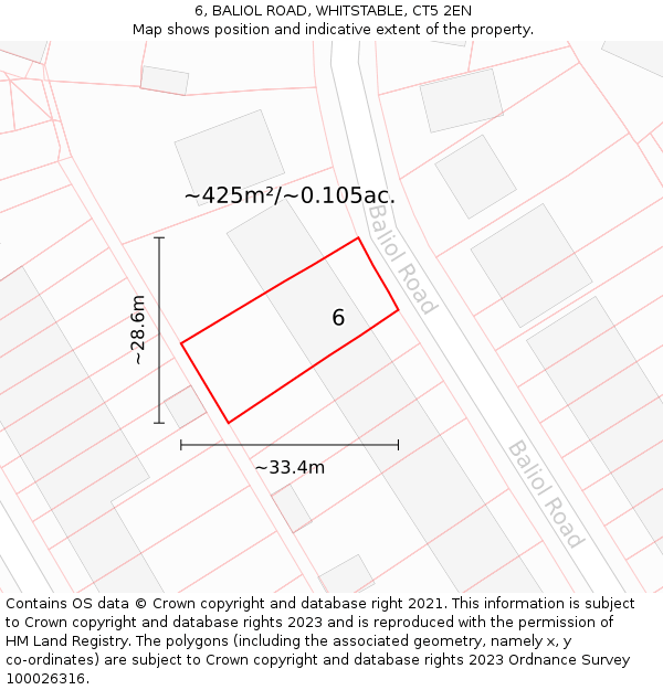 6, BALIOL ROAD, WHITSTABLE, CT5 2EN: Plot and title map