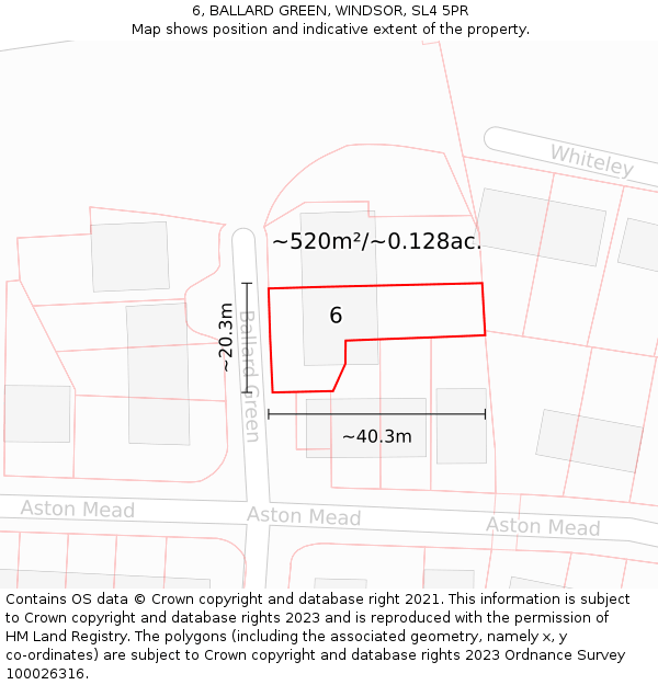 6, BALLARD GREEN, WINDSOR, SL4 5PR: Plot and title map