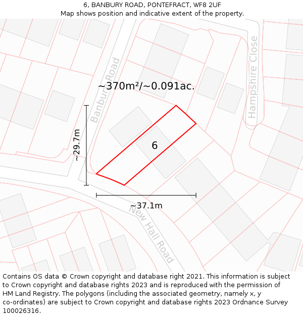 6, BANBURY ROAD, PONTEFRACT, WF8 2UF: Plot and title map