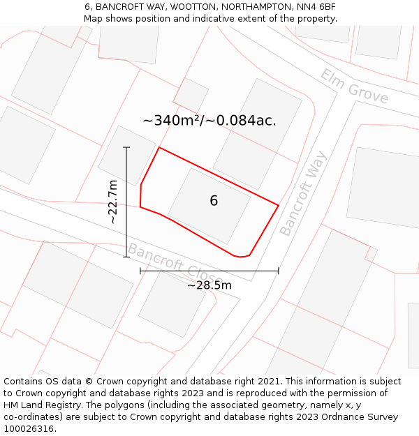 6, BANCROFT WAY, WOOTTON, NORTHAMPTON, NN4 6BF: Plot and title map