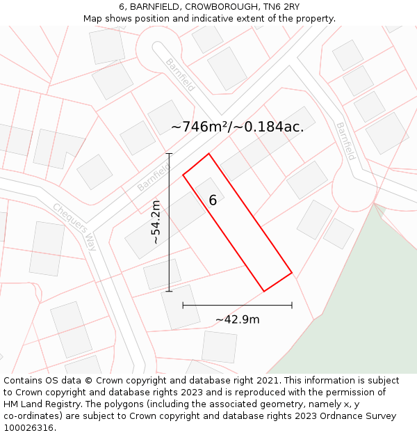 6, BARNFIELD, CROWBOROUGH, TN6 2RY: Plot and title map