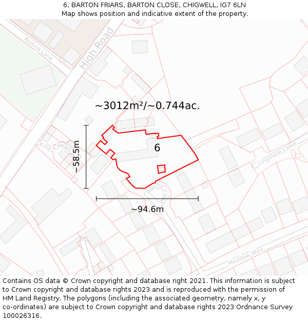 6, BARTON FRIARS, BARTON CLOSE, CHIGWELL, IG7 6LN: Plot and title map