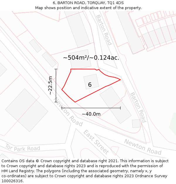 6, BARTON ROAD, TORQUAY, TQ1 4DS: Plot and title map